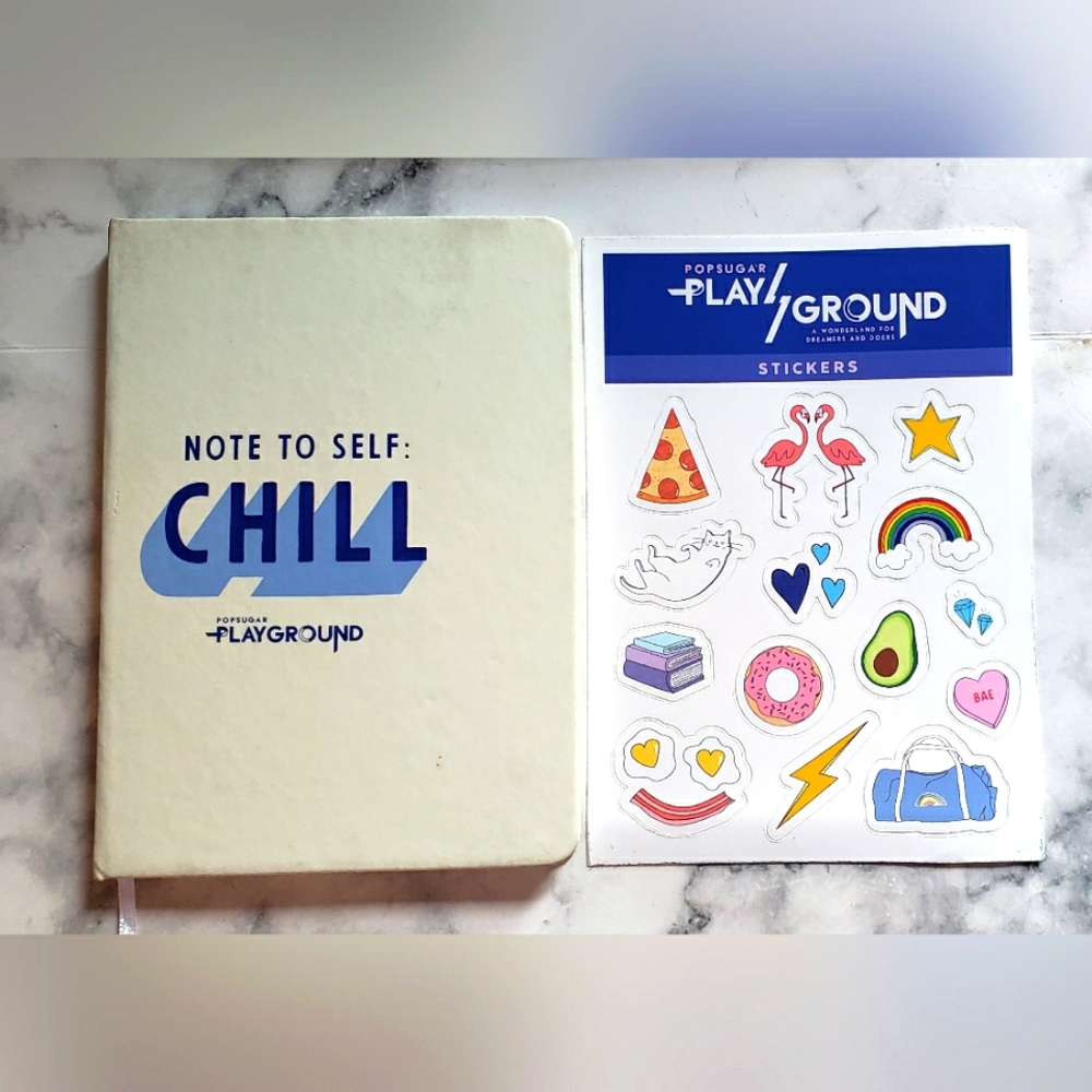 POPSUGAR Chill Relax Journal Notebook Cat Stickers NEW